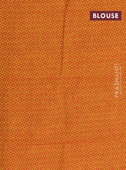 Chettinad cotton saree maroon and mustard yellow with thread woven buttas and long zari woven border
