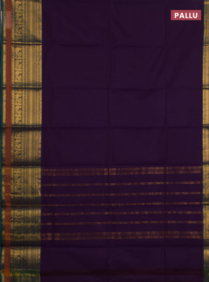 Chettinad cotton saree violet and rust shade with plain body and long zari woven border