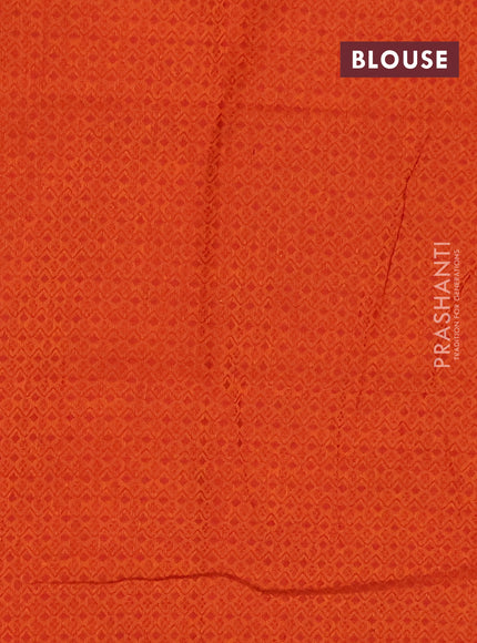 Chettinad cotton saree mango yellow and orange with thread woven buttas and long zari woven border