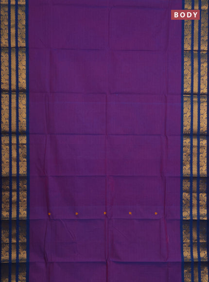 Chettinad cotton saree purple and blue with thread woven buttas and zari woven butta border