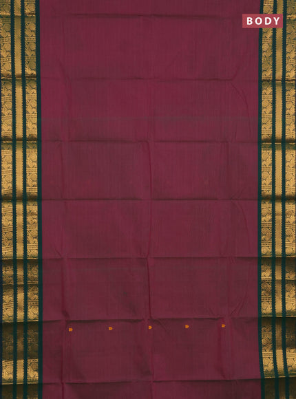 Chettinad cotton saree dual shade of greenish pink and green with thread woven buttas and zari woven butta border