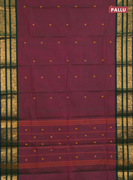 Chettinad cotton saree dual shade of greenish pink and green with thread woven buttas and zari woven butta border