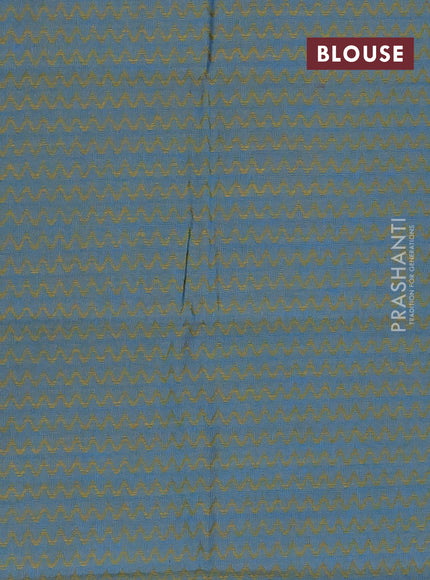 Chettinad cotton saree maroon and teal blue with thread woven buttas and zari woven border