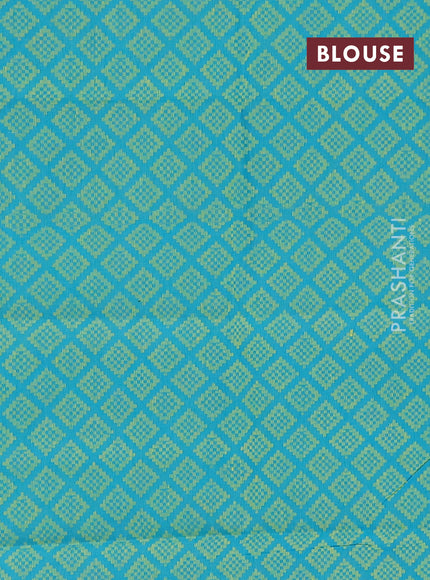 Chettinad cotton saree green and teal blue with thread woven buttas and zari woven border