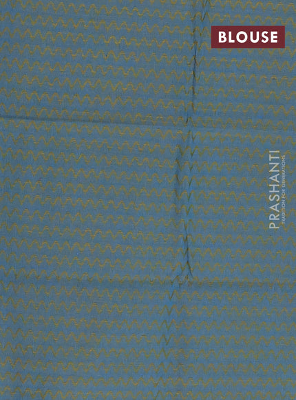 Chettinad cotton saree dark magenta pink and teal blue with thread woven buttas and zari woven border