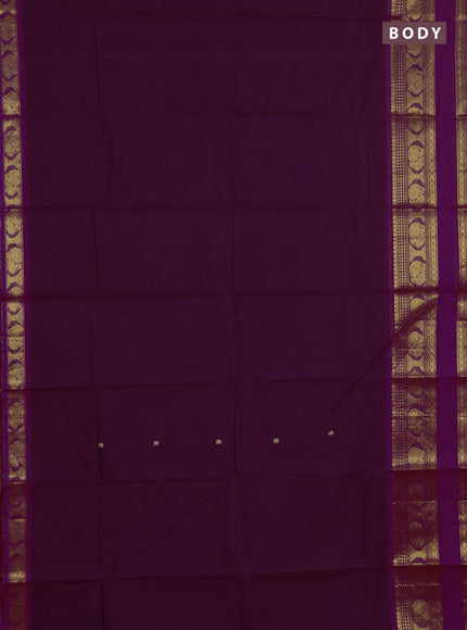 Chettinad cotton saree dark magenta and mustard yellow with thread woven buttas and rettapet zari woven border