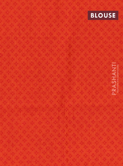 Chettinad cotton saree maroon and orange with thread woven buttas and thread woven border