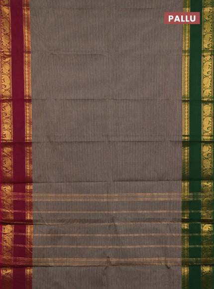 Chettinad cotton saree brown and pink with allover stripes pattern and ganga jamuna border