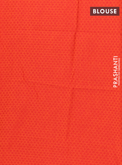 Chettinad cotton saree maroon and orange with thread woven buttas and thread woven border