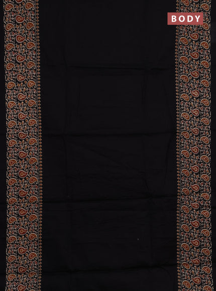 Jaipur cotton saree black with plain body and long printed border