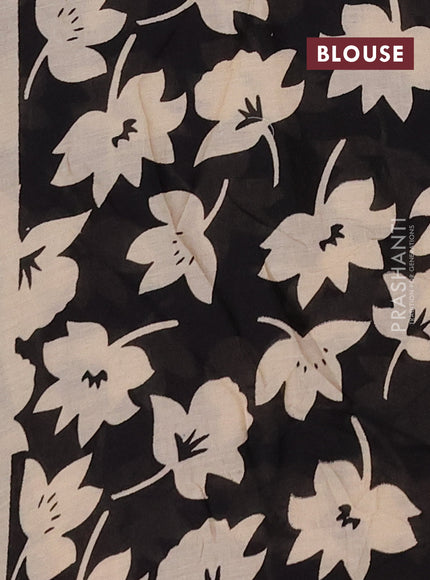 Jaipur cotton saree black with plain body and long printed border