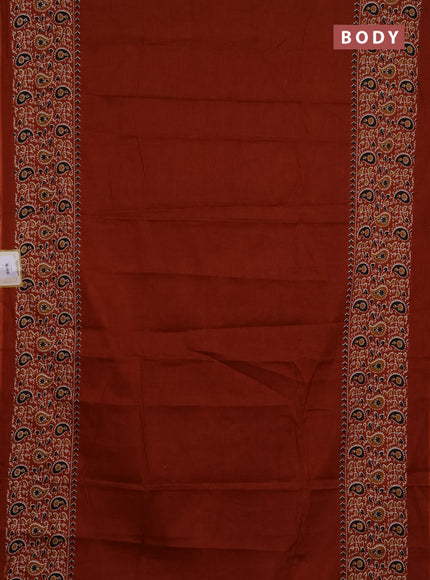 Jaipur cotton saree brown with plain body and long printed border