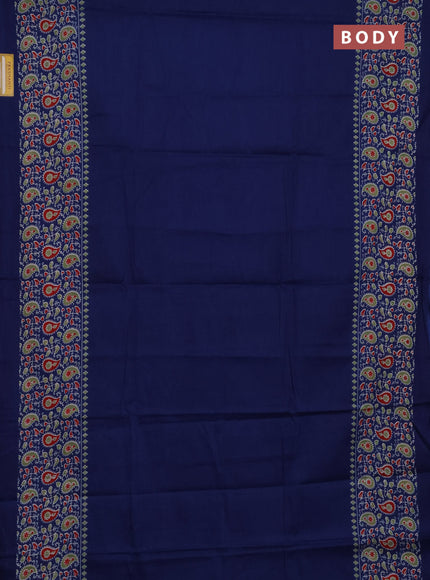Jaipur cotton saree blue with plain body and long printed border