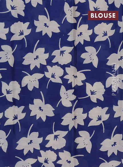 Jaipur cotton saree blue with plain body and long printed border