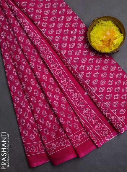Jaipur cotton saree pink with allover butta prints and printed border