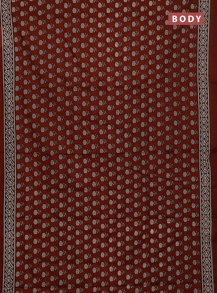 Jaipur cotton saree rust shade and black with allover butta prints and printed border