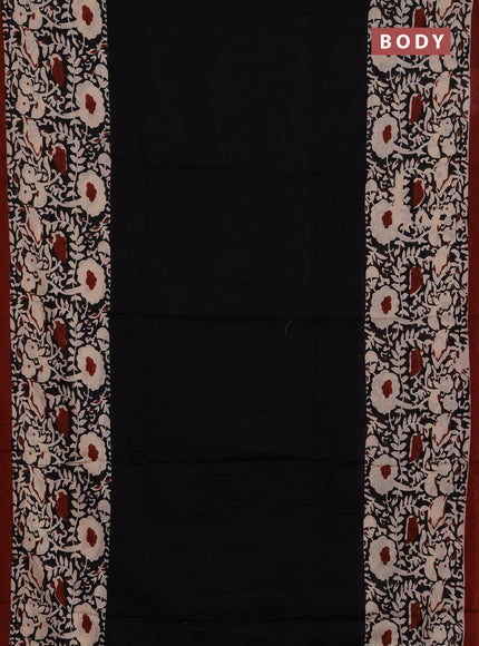 Jaipur cotton saree black and maroon with plain body and long printed border