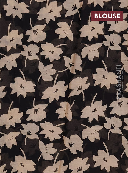 Jaipur cotton saree black and rust shade with plain body and long printed border