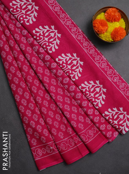Jaipur cotton saree pink with allover butta prints and printed border