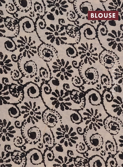 Jaipur cotton saree black and brown with plain body and long printed border