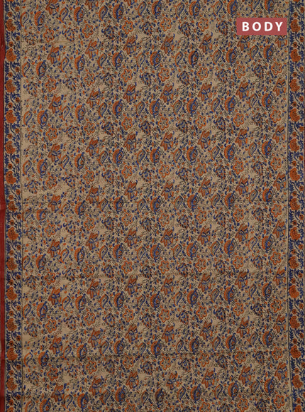 Jaipur cotton saree beige and rust shade with allover prints and printed border