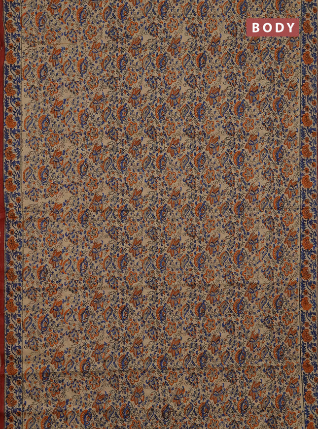 Jaipur cotton saree beige and rust shade with allover prints and printed border