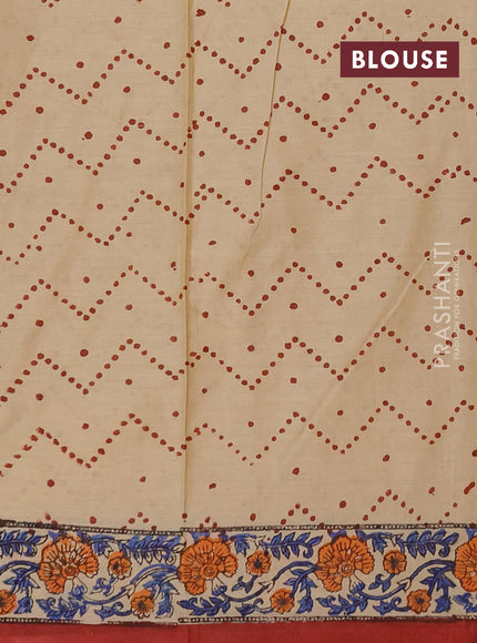 Jaipur cotton saree beige and rust shade with allover prints and printed border
