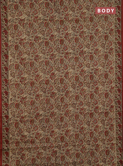 Jaipur cotton saree beige and rust shade with allover prints and printed border