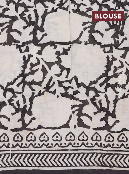 Jaipur cotton saree beige green and black with allover butta prints and printed border