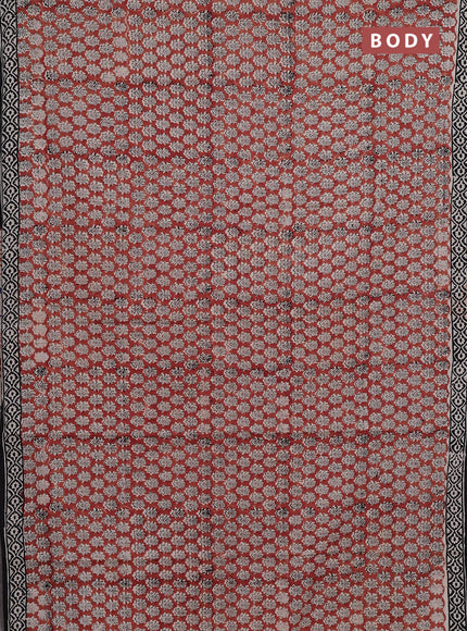 Jaipur cotton saree brown and black with allover butta prints and printed border