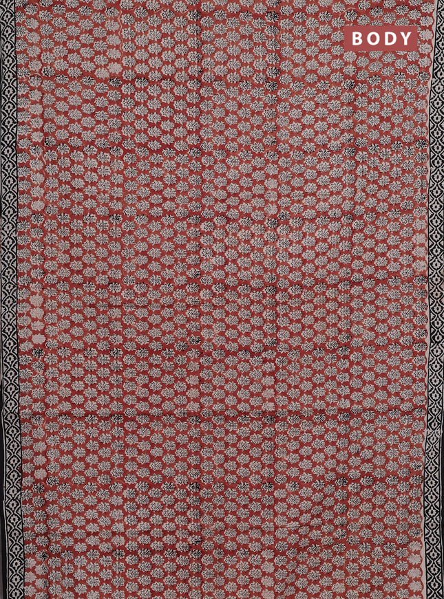 Jaipur cotton saree brown and black with allover butta prints and printed border