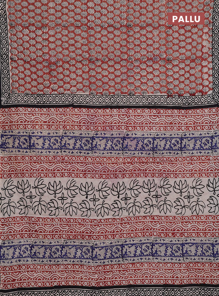 Jaipur cotton saree brown and black with allover butta prints and printed border