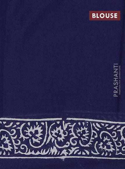 Jaipur cotton saree navy blue with allover warli prints and printed border