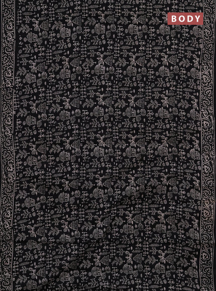 Jaipur cotton saree black with allover warli prints and printed border