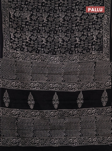 Jaipur cotton saree black with allover warli prints and printed border