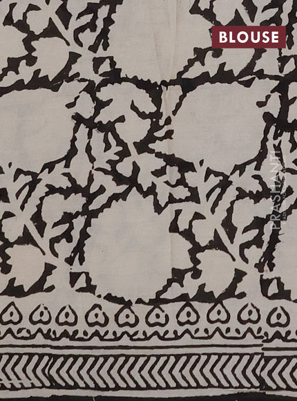 Jaipur cotton saree beige green and black with allover butta prints and printed border
