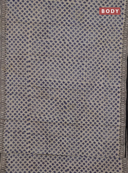 Jaipur cotton saree beige blue and black with allover butta prints and printed border