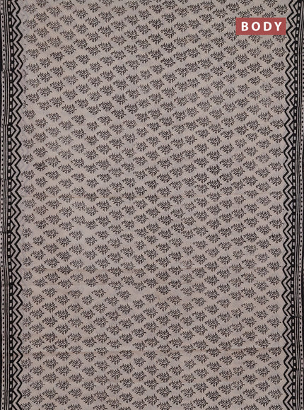 Jaipur cotton saree cream and black with allover butta prints and printed border