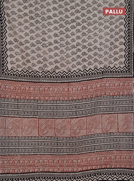 Jaipur cotton saree cream and black with allover butta prints and printed border