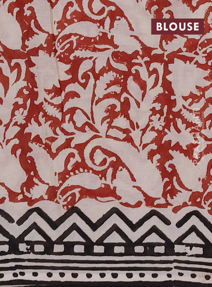 Jaipur cotton saree cream and black with allover butta prints and printed border