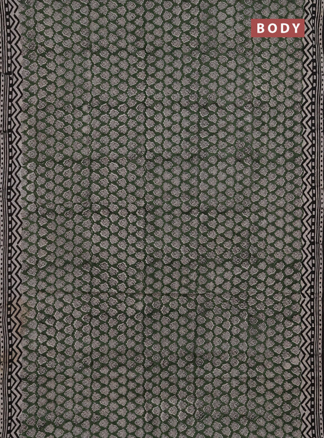 Jaipur cotton saree green and black with allover butta prints and printed border