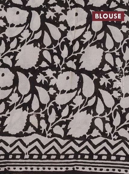 Jaipur cotton saree green and black with allover butta prints and printed border