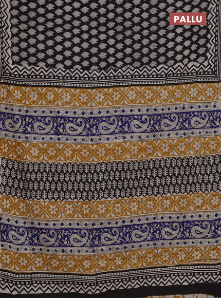 Jaipur cotton saree dark coffee brown and beige with allover butta prints and printed border