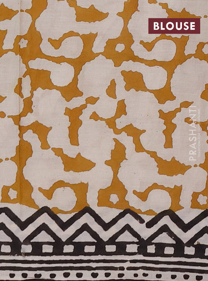 Jaipur cotton saree dark coffee brown and beige with allover butta prints and printed border