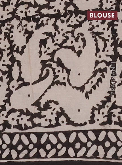 Jaipur cotton saree beige mustard and black with allover butta prints and printed border
