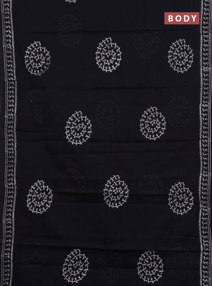 Jaipur cotton saree black with warli butta prints and printed border