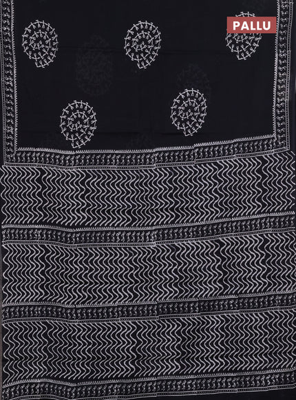 Jaipur cotton saree black with warli butta prints and printed border