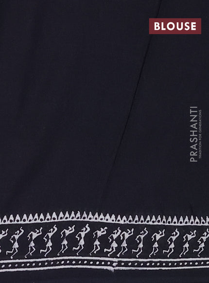 Jaipur cotton saree black with warli butta prints and printed border