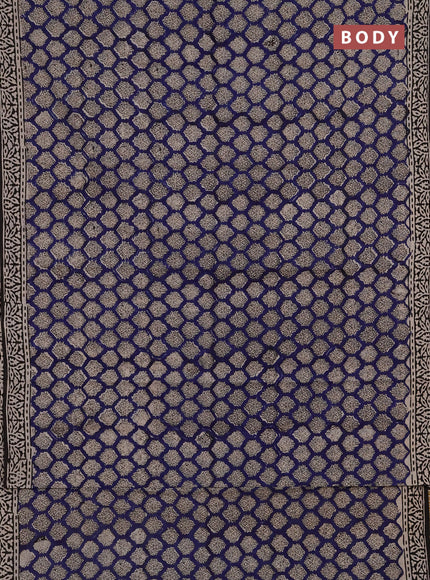 Jaipur cotton saree blue and black with allover butta prints and printed border