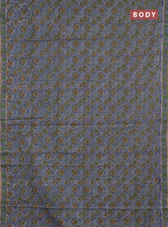 Jaipur cotton saree grey and beige with allover floral prints and printed border